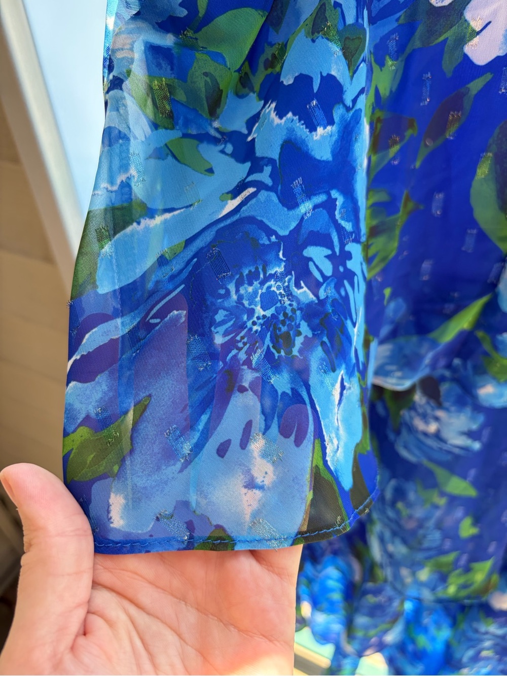 🆕🫐🌿Eliza J Blue Floral Tiered Maxi Dress Size 12 Chiffon Evening Wedding Guest - Picture 11 of 17